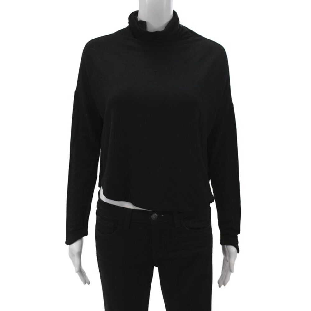 Habitual Womens Mock Neck Long Sleeve Shirt Black Size S